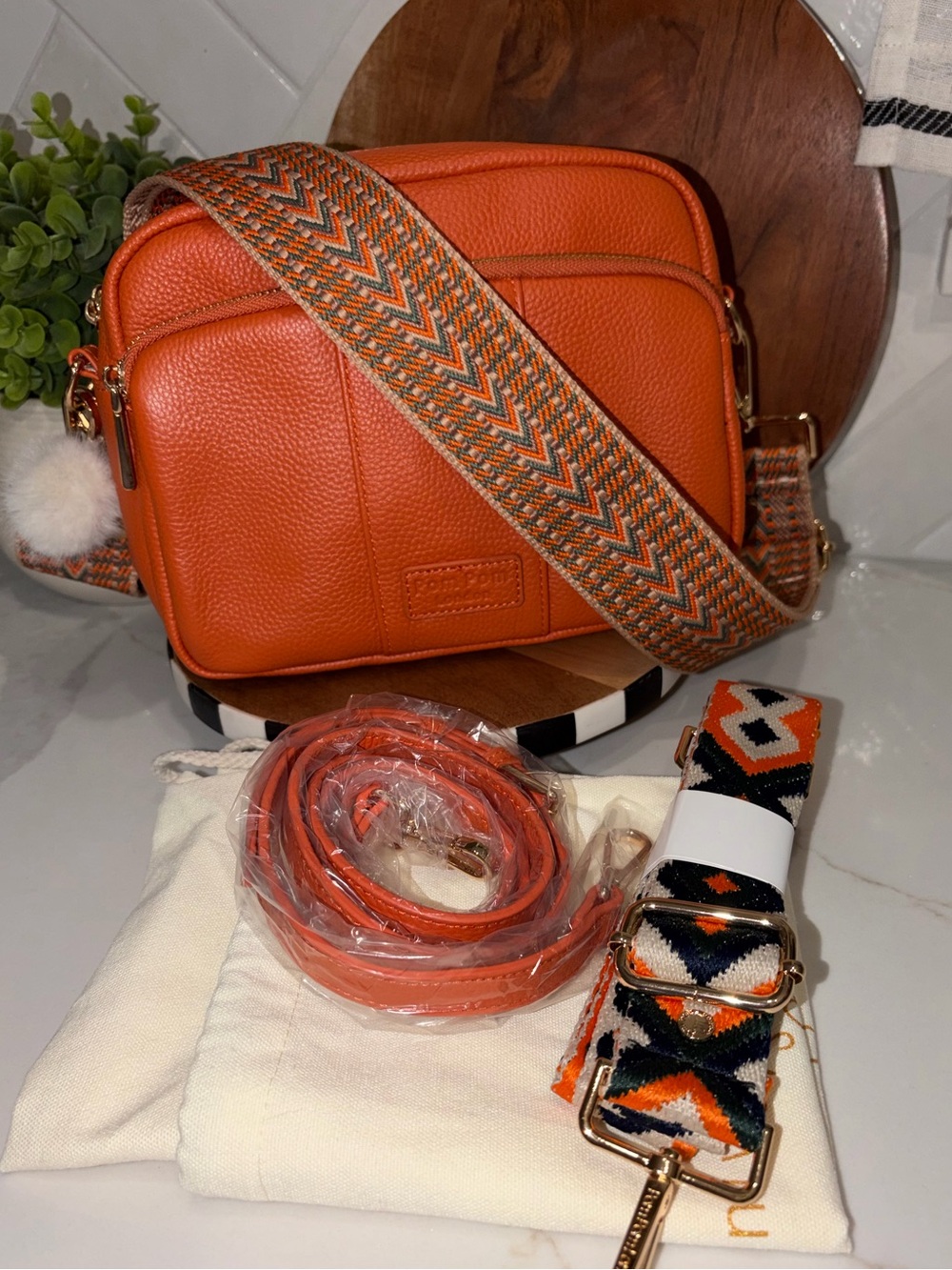 Pom Pom Pompom London tangerine orange Original Plus Crossbody Bag purse
